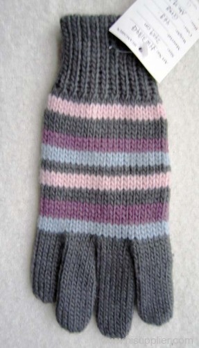 acrylic stripe knitted gloves