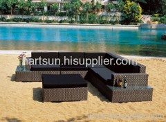 Outdoor plastic wicker sofa