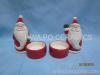 Red Ceramic Candle Holder in Santa Claus Design for Christmas