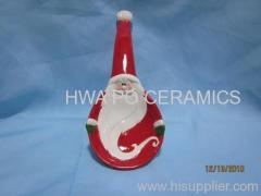 Red Ceramic Spoon Rest in Santa Claus Design for Christmas