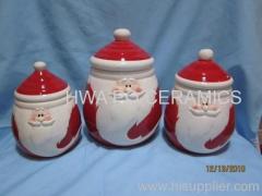 Red Ceramic Cookie Jar in Santa Claus Design for Christmas