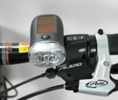 Solar and hand crank led bicycle light