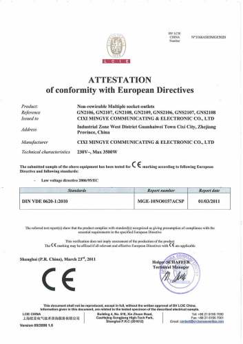 CE Certificate (21 Series German PDU)