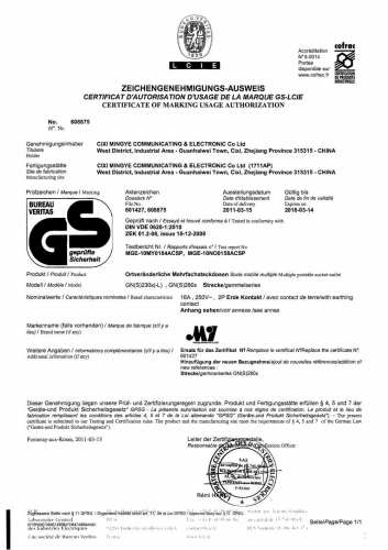 GS Certificate (23&28 Series German PDU)