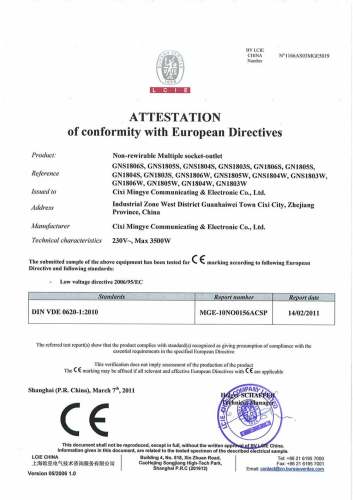 CE Certificate (18 Series German Desktop Socket)