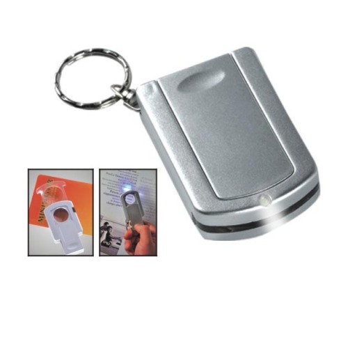 LED keychain light With magnifying glass