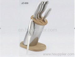 Stainless steel cooking knife set with resin block