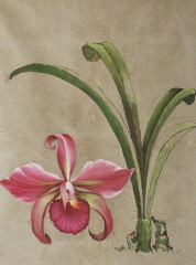 simple pink flower oil painting