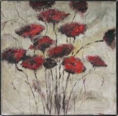 red classical flower oil painting