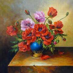 tradition red flower oil painting