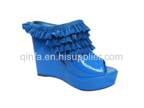 flowered wedge shoe