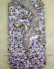 gecko swarovski crystal iphone 4 cover-purple