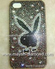 playboy swarovski crystal iphone 4 cover-brown