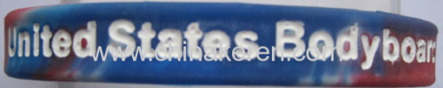 silicone bracelet with logo in debossed in fill in color