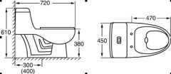 720*460*600mm Siphonic Vortex toilet