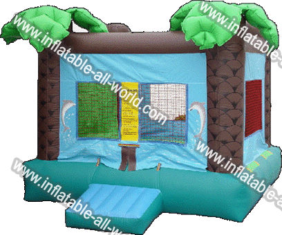 Blue Jungle Bounce House