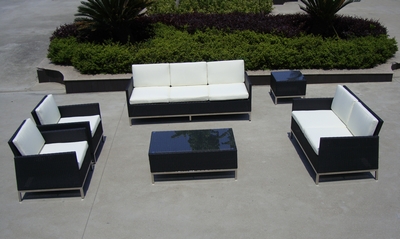 Patio wicker stainless steel sofa set