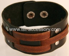 Leather covered cuff bracelets