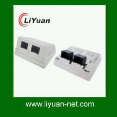 2 port Cat.5e RJ45 PCB 45 degree jack surface mount box