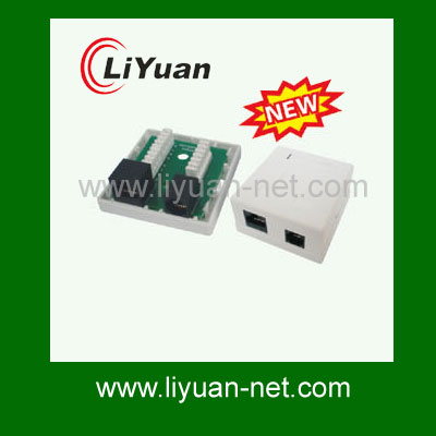 Un-shielded RJ45+RJ11 cat.6e jack surface mounting box