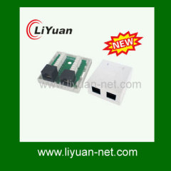 Un-shielded 2XRJ45 cat.6e jack surface mount box