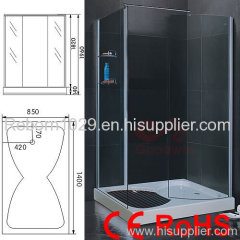 shower room with sauna