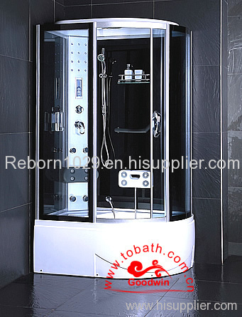 shower room with sauna