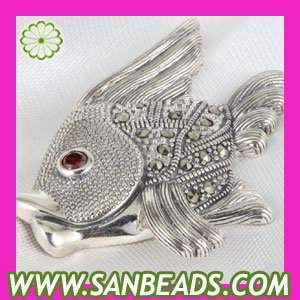 Thai Sterling Silver tropical Fish Marcasite Pendant