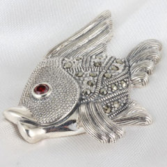 Thai Sterling Silver tropical Fish Marcasite Pendant