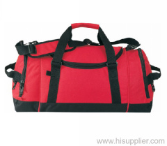 Red duffle bag