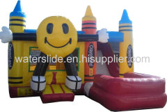 smiling face castle combo inflatable bounce house