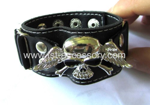 Skeleton parts leather bracelet