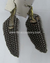 Antique Gold Dangle Feather Earring