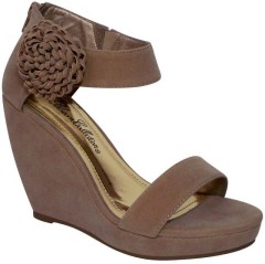 FLOWERED AND TOE EXPOSED SUEDE WEDGES