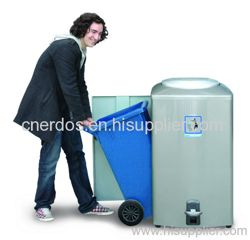 Street stainless foot operated dustbin/trash can with safe buffered device cover