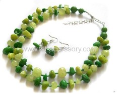 Green nature stone necklace set