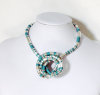 6mm turquoise&silver mixed bendable necklace