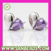 925 sterling silver Fashion Heart with purple CZ stud earrings