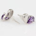 925 sterling silver Fashion Heart with purple CZ stud earrings