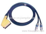 gold metal scart plug to 2RCA plug