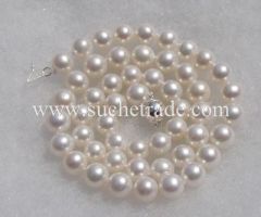 7-8mm white freshwater pearl necklace