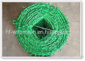 PVC coated barbed wire fence