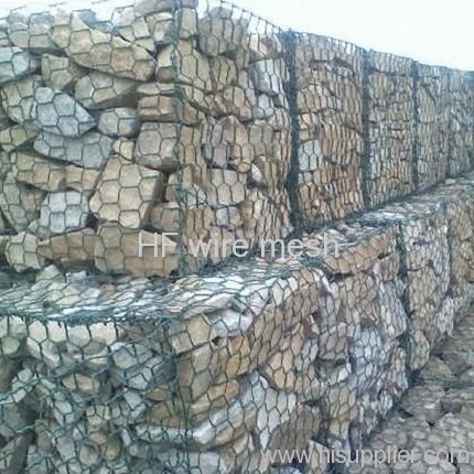 Stone gabion baskets