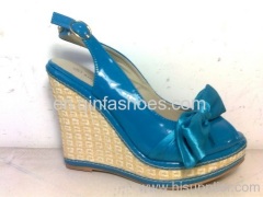 2011 New Style Blue Bowknot Wedge Sandal