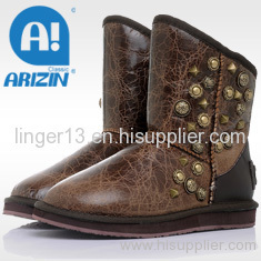 Winter waterproof boots with double-face sheepskin material