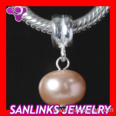 925 silver heart dangle charms with pink freshwater pearl