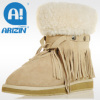 Winter fabric boots with twin-face sheepskin material