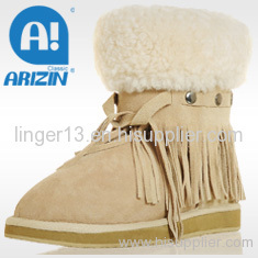 Winter fabric boots with twin-face sheepskin material
