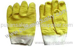 yellow latex gloves