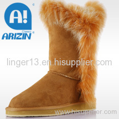 Lady fashion snow boots with fur material